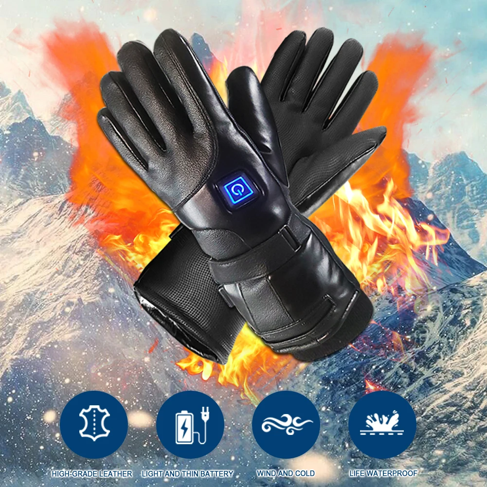 

Rechargeable Motorcycle Heating Gloves Touch Screen Non-slip Electric Heated Gloves Warm Gloves USB Charge Winter Cycling Gloves