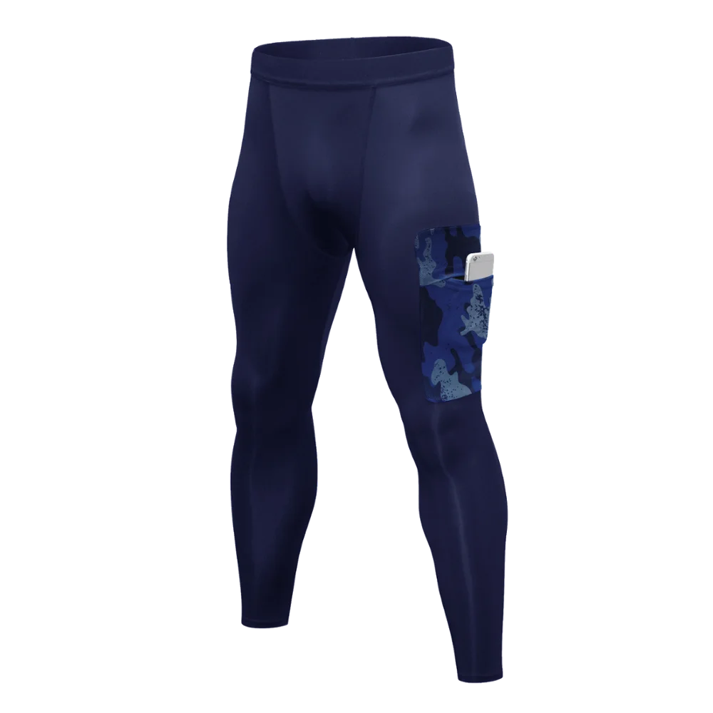 Running Pants Side Pocket Sports Men Compression Pants High Elastic