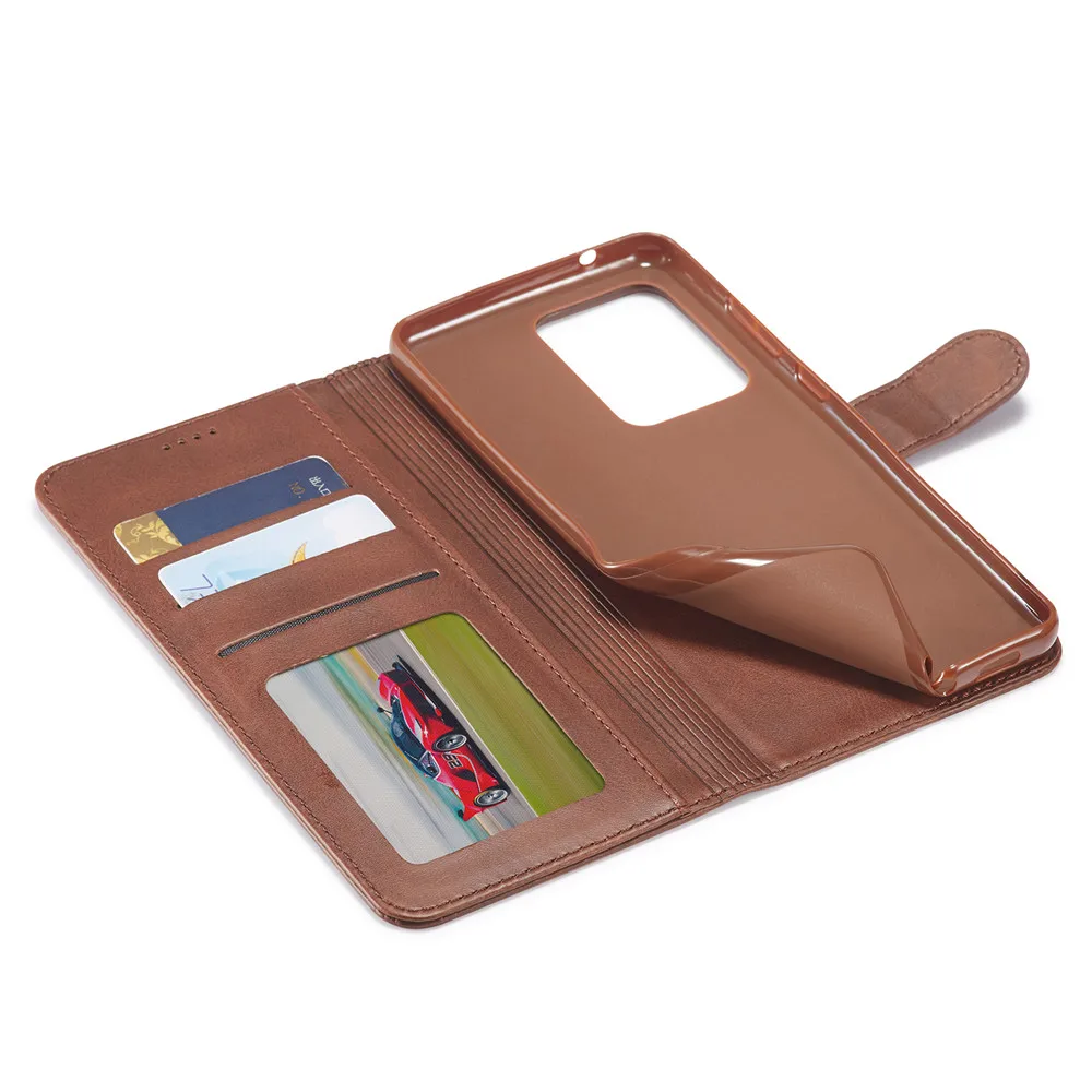 Leather Wallet & Silicone Flip Cover Case