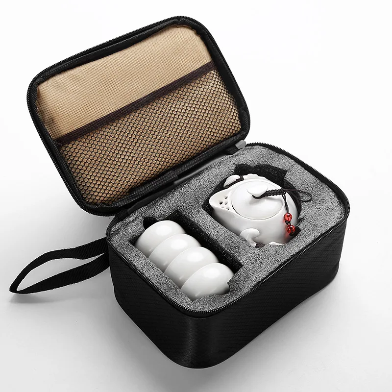 

Chinese Travel Kung Fu Tea Set Ceramic Portable Teapot Porcelain Teaset Gaiwan Tea Cups Of Tea Ceremony Tea Pot With Travel Bag