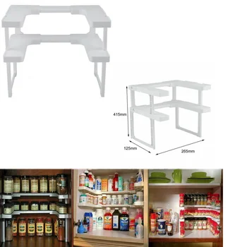 

Kitchen Adjustable Storage Rack Metal Cupboard Storage Shelf Non-Skid Rack Single Layer Kitchenware Organizer Saving Space