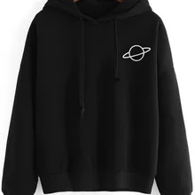 Женские толстовки повседневные Kpop Planet печати Твердые свободные толстовка с шнурками модные с длинным рукавом с капюшоном осень женский пуловер