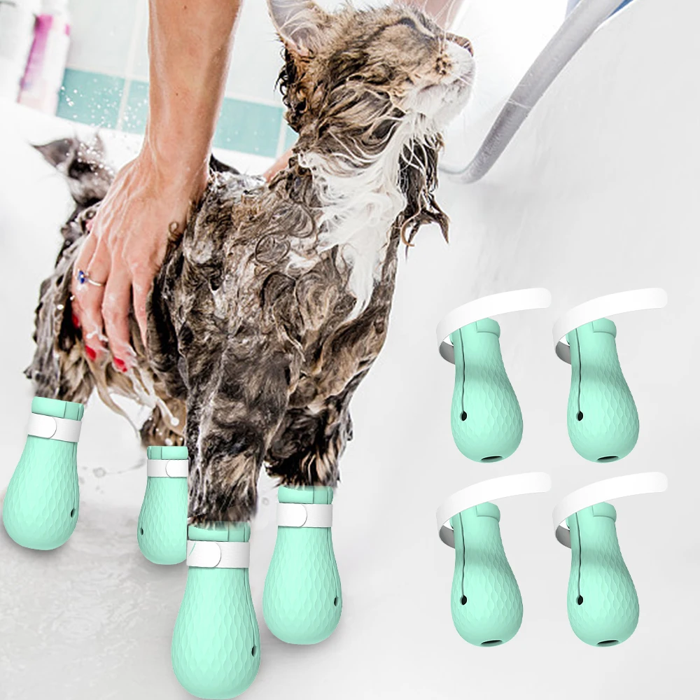 Силиконовый чехол с защитой от царапин Обувь для кошек Pet медицинская обувь поводок-рулетка для питомца лапы протектор для купания 4 шт./компл