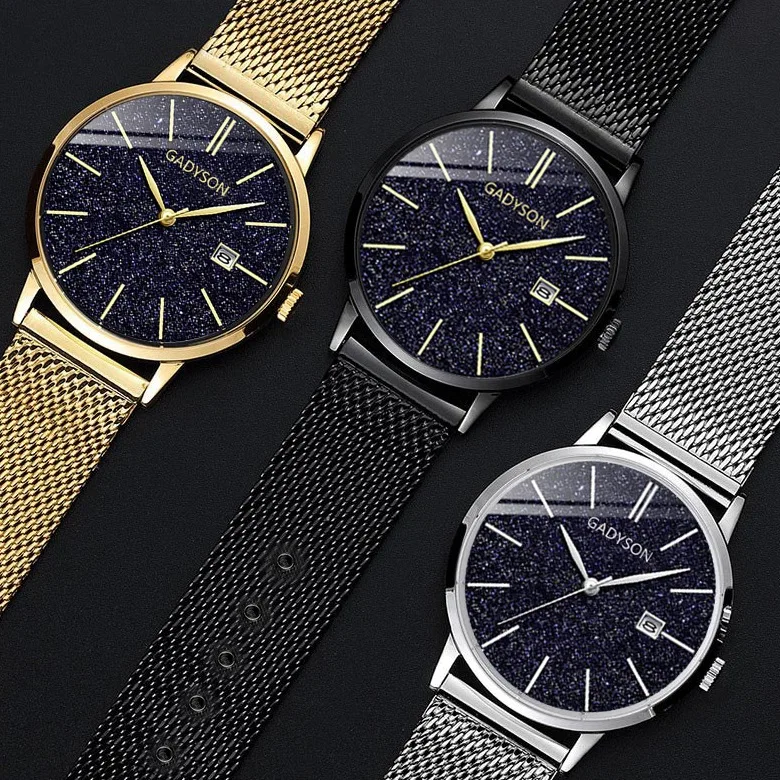 

Fashion Starry sky Design Mens Watches Ultra Thin Steel Date Quartz Watch Business Analog Watches Gifts Clock Relogio Masculino
