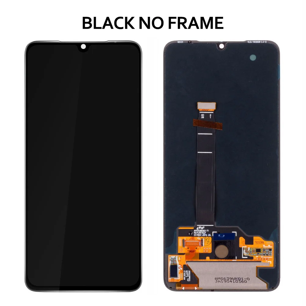 ЖК-дисплей 6,3" Xiao mi 9 mi 9 mi 9 mi 9, супер AMOLED экран с рамкой+ сенсорная панель дигитайзер Замена - Цвет: Black NO Frame