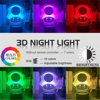 

Cute Super Mario 1UP Baby Night Light Led Touch Sensor Colors Changing Table Night Lamp Toad Gift for Kids Room Decor Nightlight