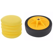 Applicateur de cire de voiture jaune, 5 pièces, tampons en mousse souple et 1 pièce 6 pouces/15Cm, tampon de polissage de voiture 