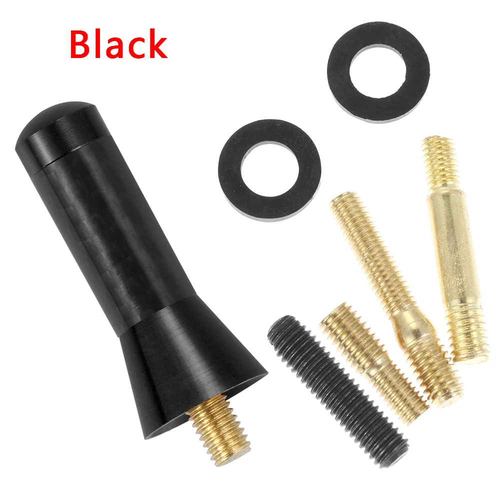 black 1 компл. Красочное углеродное волокно винт алюминиевый автомобиль короткие Stubby мачты антенны Автомобильные аксессуары - Цвет: black