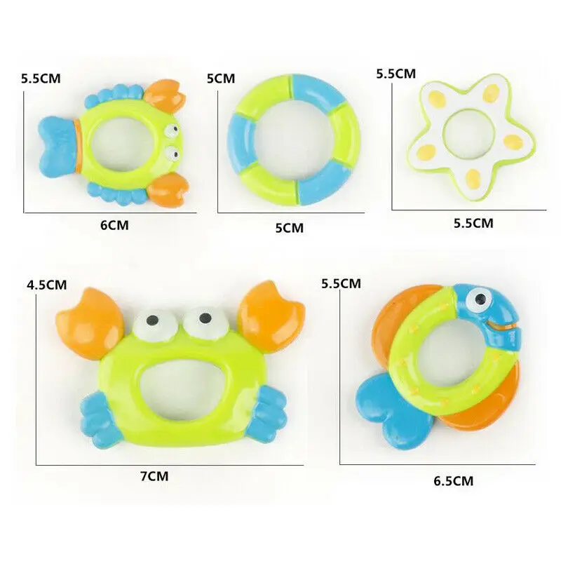 High Quality Cute Octopus Bath Toys with 5pcs Floating Ring Toss Game Bathtub Bathing Squeeze Sounding Dabbling Toys for Kids