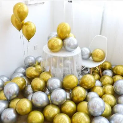 100 шт 50 шт 10 дюймов золотые серебряные черные металлические латексные шарики Свадебные украшения матовые гелиевые шары для дня рождения украшения для взрослых - Цвет: gold sliver