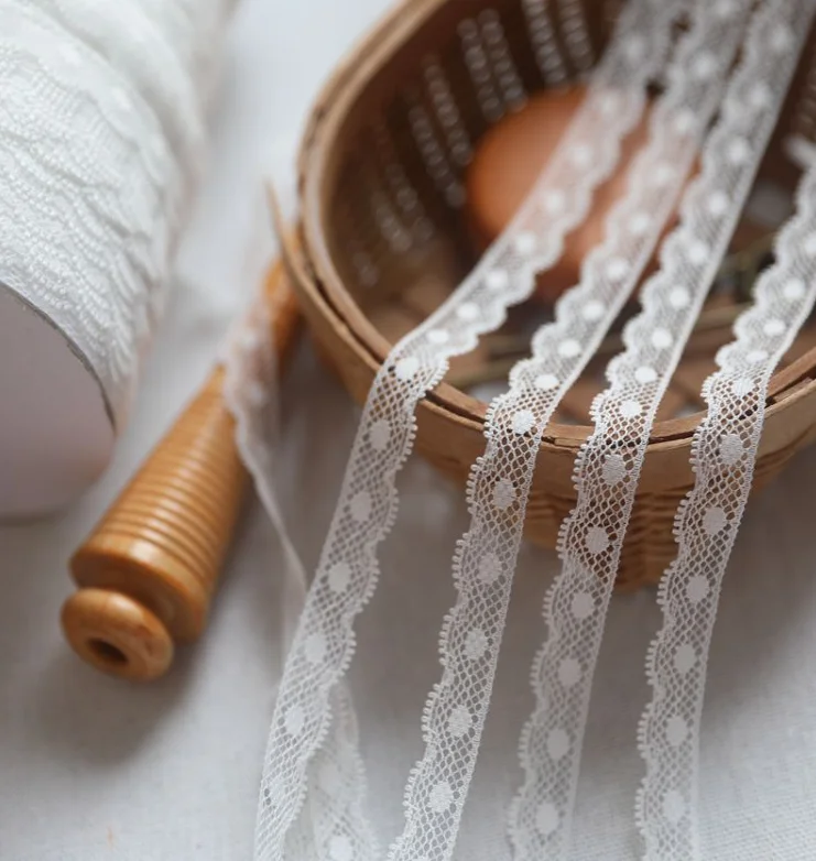 10 Meters Beautiful Lace Ribbon White Thin Lace Trim Fabric Embroidered Trimmings for sewing accessories Decoration 11mm lace ribbon lace fabric lace sewing accessories lace sewing supplies lace accessories lace garment accessories lace decoration clothing craft accessories