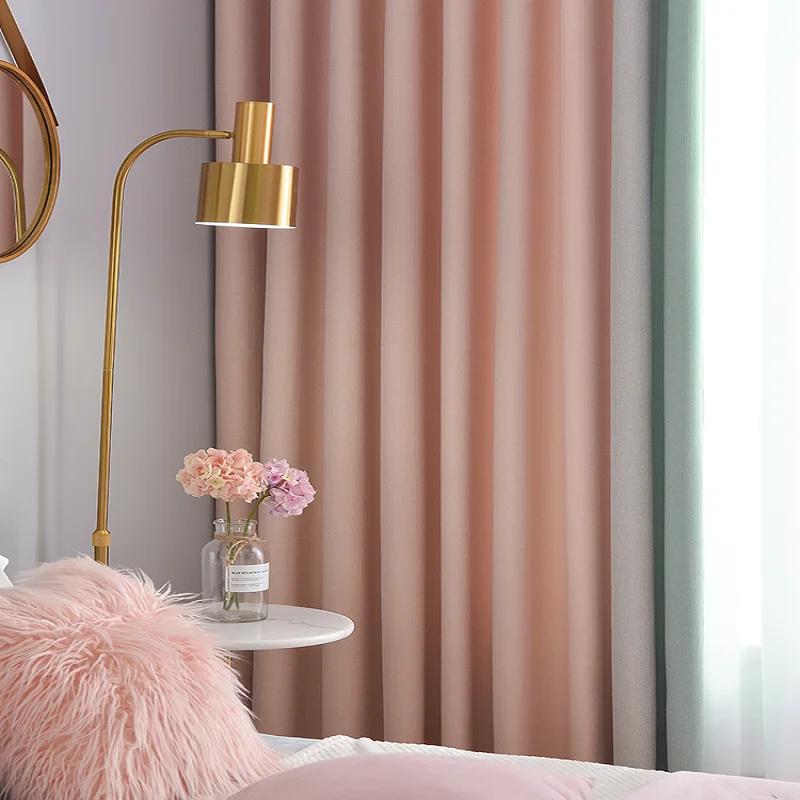 

Customization Modern Curtains for Living Dining Room Bedroom Nordic Simple Solid Color Stitching Finished Curtains Tulle