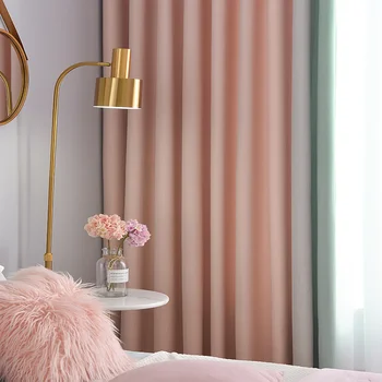 

Customization Modern Curtains for Living Dining Room Bedroom Nordic Simple Solid Color Stitching Finished Curtains Tulle