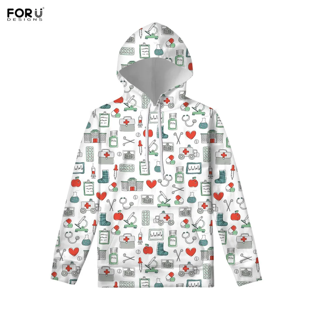 FORUDESIGNS/Повседневный пуловер с капюшоном для женщин; женские свитшоты с принтом сердца медсестры; топ с капюшоном; женская одежда; свитер для женщин; - Цвет: HXA289Z72W