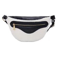 Женская спортивная Лоскутная плюшевая сумка на плечо на молнии, изысканная Портативная сумка для девушек, элегантная женская модная маленькая сумка через плечо