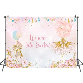 

Neoback Princess Ballerina Backdrop for Photography Pink Tutu Floral Background Baby Shower Customized Studio Background