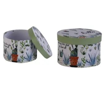 

Bosphorus Storage Box, Italian Design, Cactus Pattern, Round Lid Model Large
