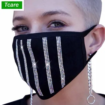 

1Pcs Dust Wind Proof Mask Rhinestone Mask Masquerade Club wear Party Black Mask Mardi Gras Jewelry for Woman and Girls