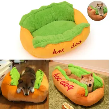 

Pet Supplies Funny Hot Dog Bed Winter Warm Pet House Creative Fashion Cushion Puppy Cat Soft Sleeping Pad Comfortable Kennel