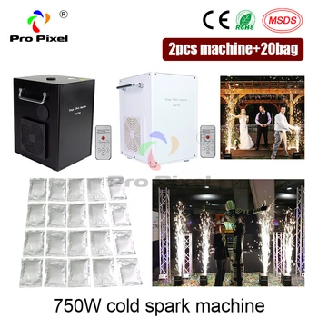 

750W Cold Spark Fireworks Machine DMX And Remote Control Fountain Sparkular Firework For Wedding 2pcs And 20 bags Powder