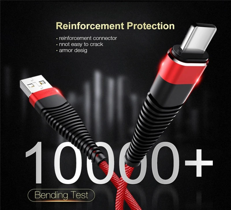 

Type-C Usb 1M Fast Quick Charging Nylon Braid 2.4A for Huawei Xiaomi Mobile Phone Charging Cable Wire Cord Charger Cable Charge
