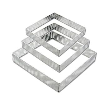 

Square Tartlet Molds French Dessert Mouse Fruit Pie Perforated Quiche Cake Mold Tatin Cheese Pan