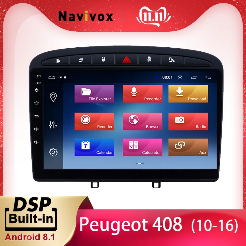 Cheap Navivox Android 8.1 9inch Car Radio For peugeot 308 408 2010-2016 year Multimedia-player with Radio Bluetooth 0