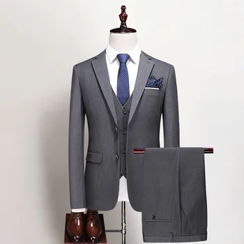 

Suit Yarn-dyed Jacquard Work Suit Three-piece Set Marriage Groom Best Man Wear Men Leisure Suit Suit
