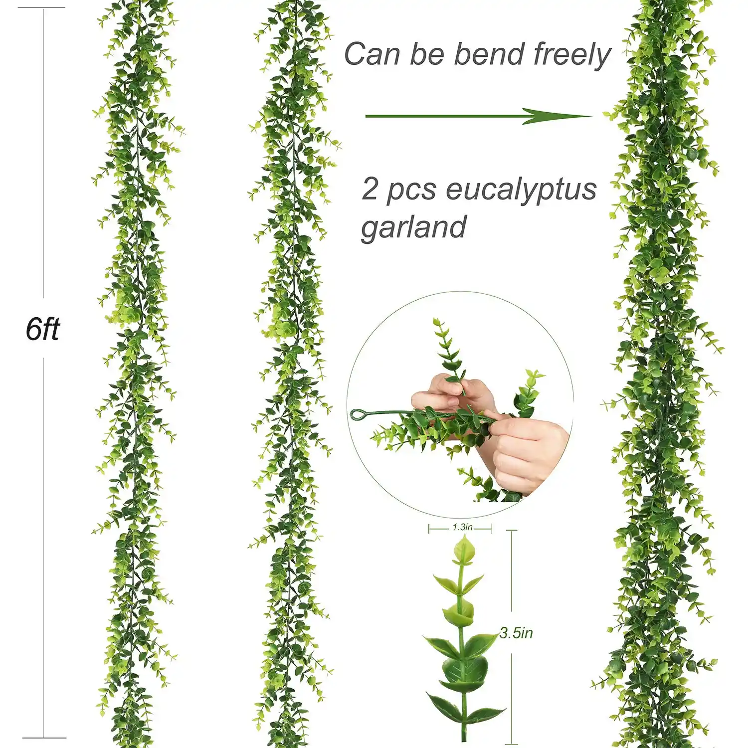 Famibay 2 Pack Artificial Eucalyptus Garland 12Ft//Total Faux Eucalyptus Greenery Garland for Wedding Backdrop Arch Wall Decor Table Party Home Decoration