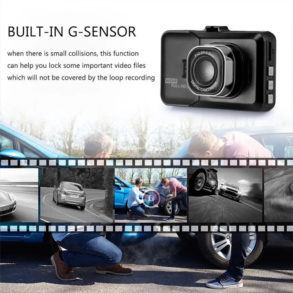 Лидер продаж 3-дюймовый Full HD 1080P вождение автомобиля Регистраторы автомобиля Камера DVR EDR Автомобильный видеорегистратор с детектором движения Ночное Видение G Сенсор