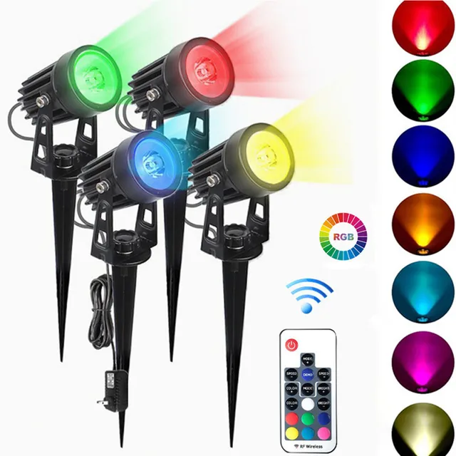 Garden Lawn Spike Lights Low Voltage LED Landscape Lighting IP65 Waterproof Outdoor Lamp Warm White RGB for Walkway Trees Yard 4 RGB