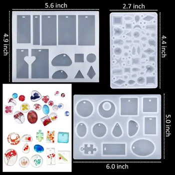 

Resin Molds Epoxy Silicone Mould Sets Diy Drop Dangle Earring Keychain Ring Kits Fondant Candy Clay Soap Making Mold for Jewelry