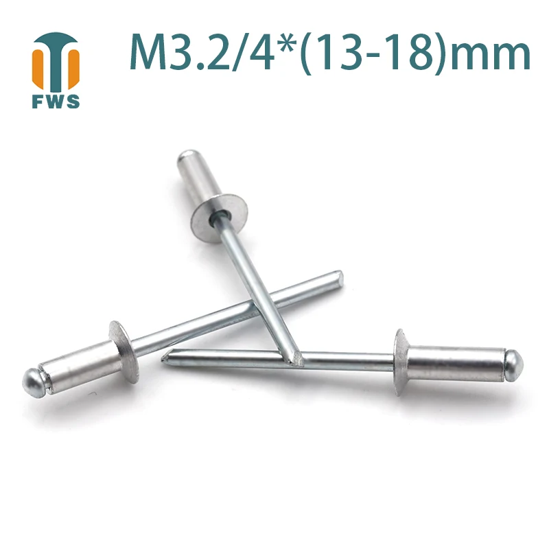 

10PCS M3.2M4 Multi Size Aluminium Open End Countersunk Head Break Mandrel Blind Rivet Nail Pop Rivets for Furniture Car Aircraft