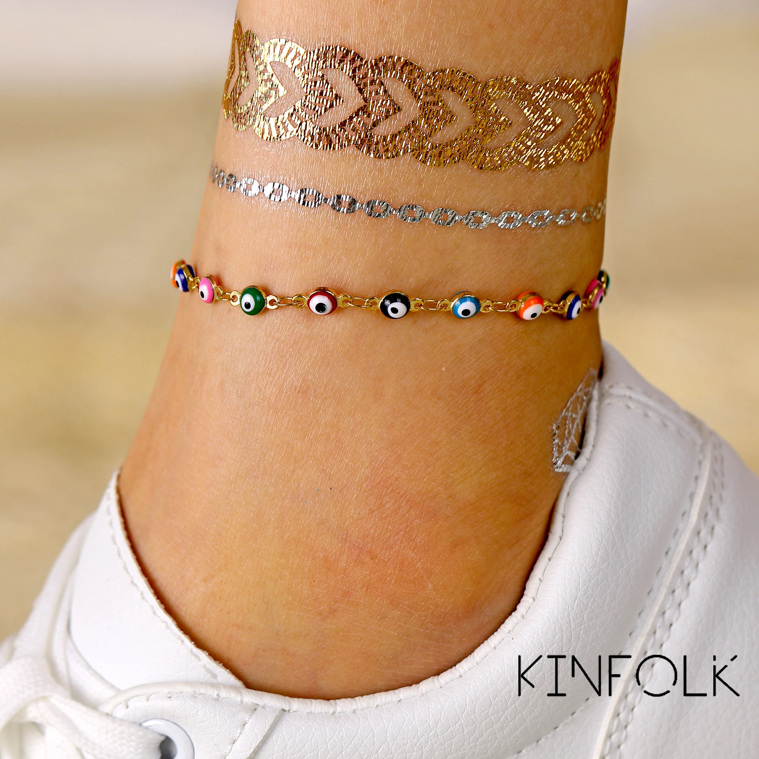 KINFOLK Fashion Evil Eye Anklet For Women Bohemian Anklet Charm Barefoot Bracelet Ankle Chain Set Womens Foot Jewelry 2020 KINFOLK Fashion Evil Eye Anklet For Women Bohemian Anklet Charm Barefoot Bracelet Ankle Chain Set Womens Foot Jewelry 2020