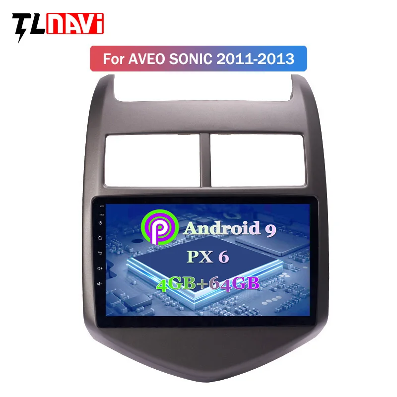 Sale PX6 4G+64G Android 9.0 car dvd multimedia gps navigation for Chevrolet Aveo/Sonic 2011-2013 built-in Radio Video 1