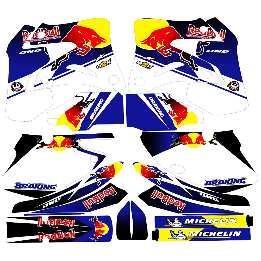 

New Bull Full Graphics Decals Stickers Custom Number Name 3M Bright Stickers Waterproof For HONDA CRM250AR 1996 1997 1998 1999