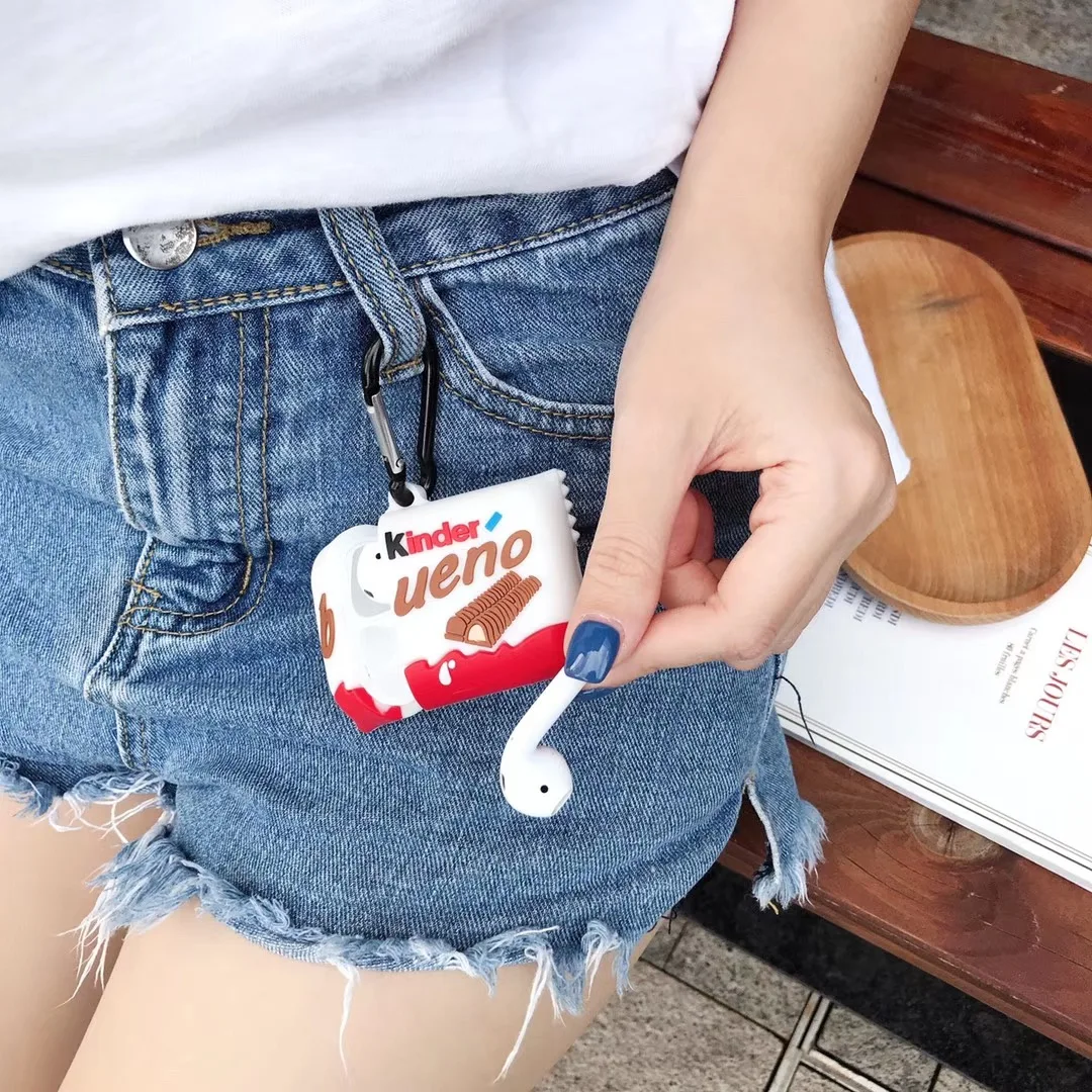 kinder chocolate беспроводной Bluetooth чехол для наушников для AirPods 2 1 милый на удивление bueno Box 3D Мягкий силиконовый чехол для гарнитуры