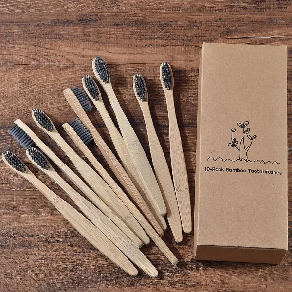 20PC gray 20 шт. Экологичная бамбуковая зубная щетка деревянная зубная щетка мягкая щетина наконечник уголь для взрослых уход за полостью рта логотип зубная щетка на заказ - Цвет: 20PC gray