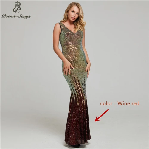 color as photo New Sexy Shining sequin Evening dress vestidos de gala robe de soiree evening gowns for women Party prom dresses - Цвет: color as photo