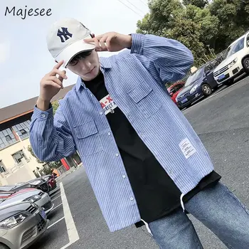 

Shirts Men Clothing Korean Style Plus Size Long Sleeve Striped Shirt Mens Regular Casual Slim Fit Males Harajuku Comfortable