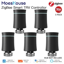 MoesHouse ZigBee3.0 TRV Tuya New Radiator Actuator Valve Smart Programmable Thermostat Temperature Heater Alexa Voice Control