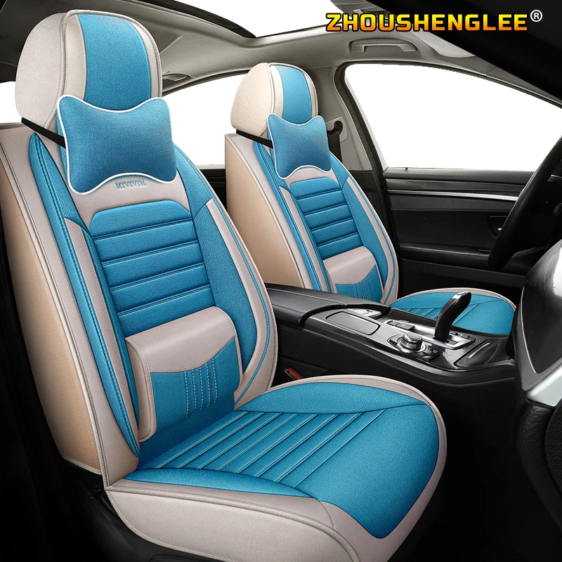 Чехлы на автомобильные сиденья ZHOUSHENGLEE льняные для toyota chr auris crown 20 30 camry 40 50 highlander