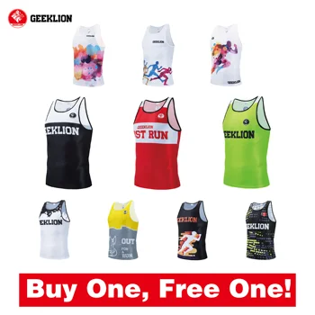 

2020 New Geeklion Breathable Sleeveless Running Shirt Quick Dry Mesh Fitness Running Tops Gym Men Sport Vest Walking Clothing