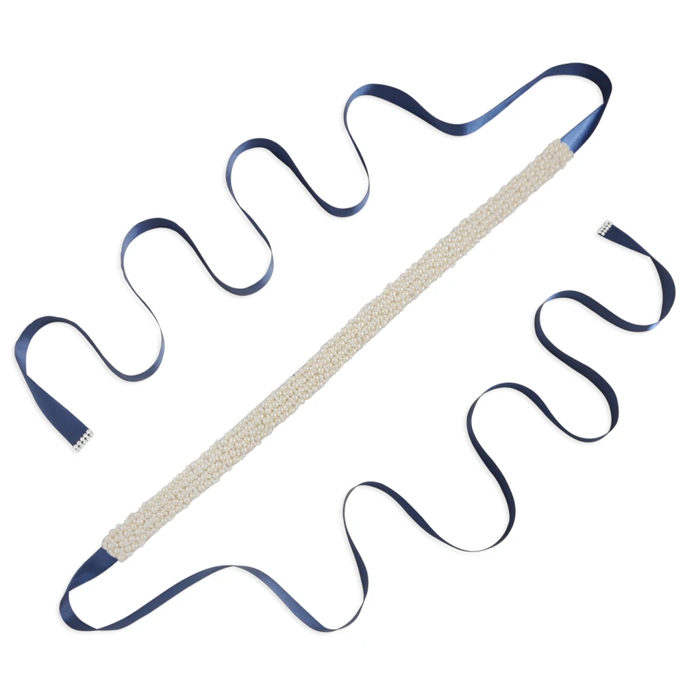 TRiXY S204,, жемчуг, расшитый бисером, свадебный пояс для невесты, пояс с жемчугом, свадебные аксессуары для невесты, платье для подружки невесты, ремни - Цвет: navy blue