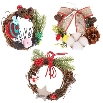 

3pcs Creative Safe Atificial Wreath Mini Rattan Wreath for Gift Decoration Party