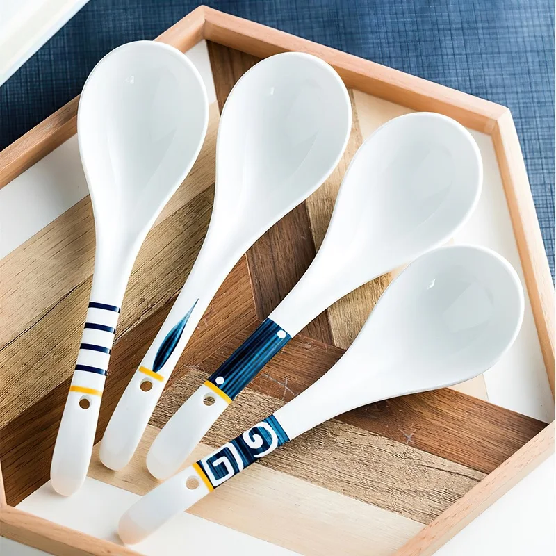 6 pezzi Cucchiaio Legno,Cucchiaio di Legno da Minestra Zuppa,Mestoli Mestolo Legno da Ramen Porridge con Manico Lungo,set per mangiare, mescolare, cucinare