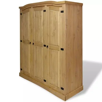 

Solid Pine Wardrobe with Domed Top Simple Modern Mexican Style Brown Cabinet Wooden 3-Door Wardrobe Living Room Furniture