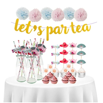

37Pcs Party Supplies Dessert Table Cake Insert Card Paper Straw Set Afternoon Tea Pull Flag Birthday Party Wedding Festival Deco