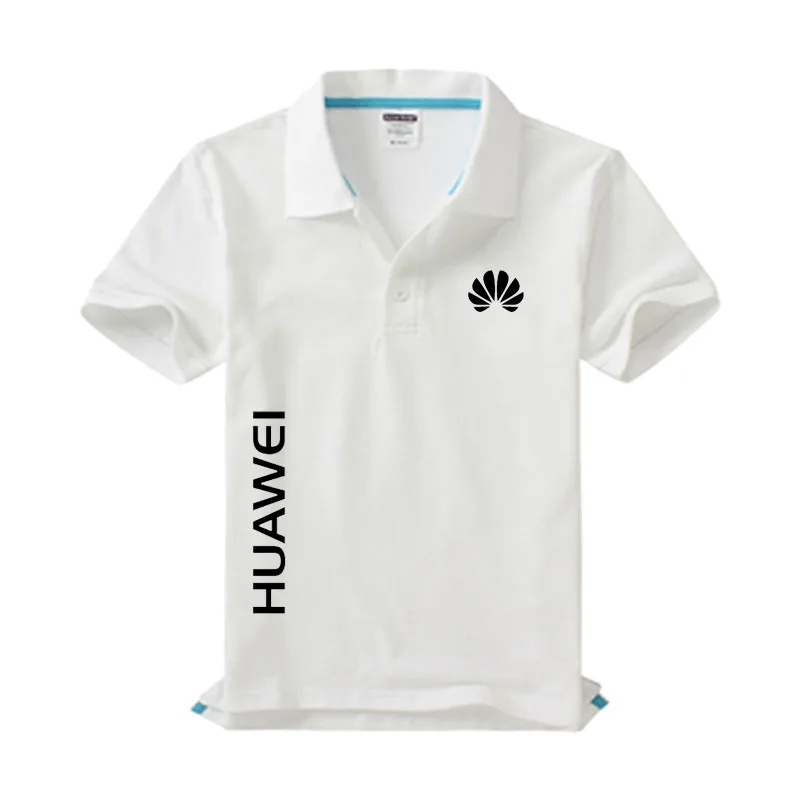 Новая мужская рубашка поло с логотипом HUAWEI, Высококачественная Мужская хлопковая рубашка с коротким рукавом, брендовые майки