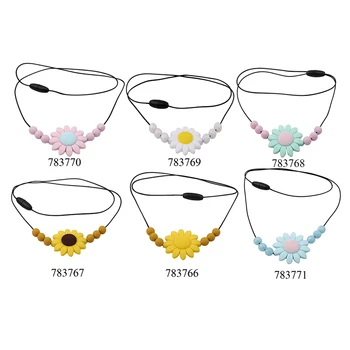 

Infant Chewable Necklaces BPA Free Newborn Teething Toys 1pcs Silicone Flower Necklace Baby Teethers Food Grade Teething Beads